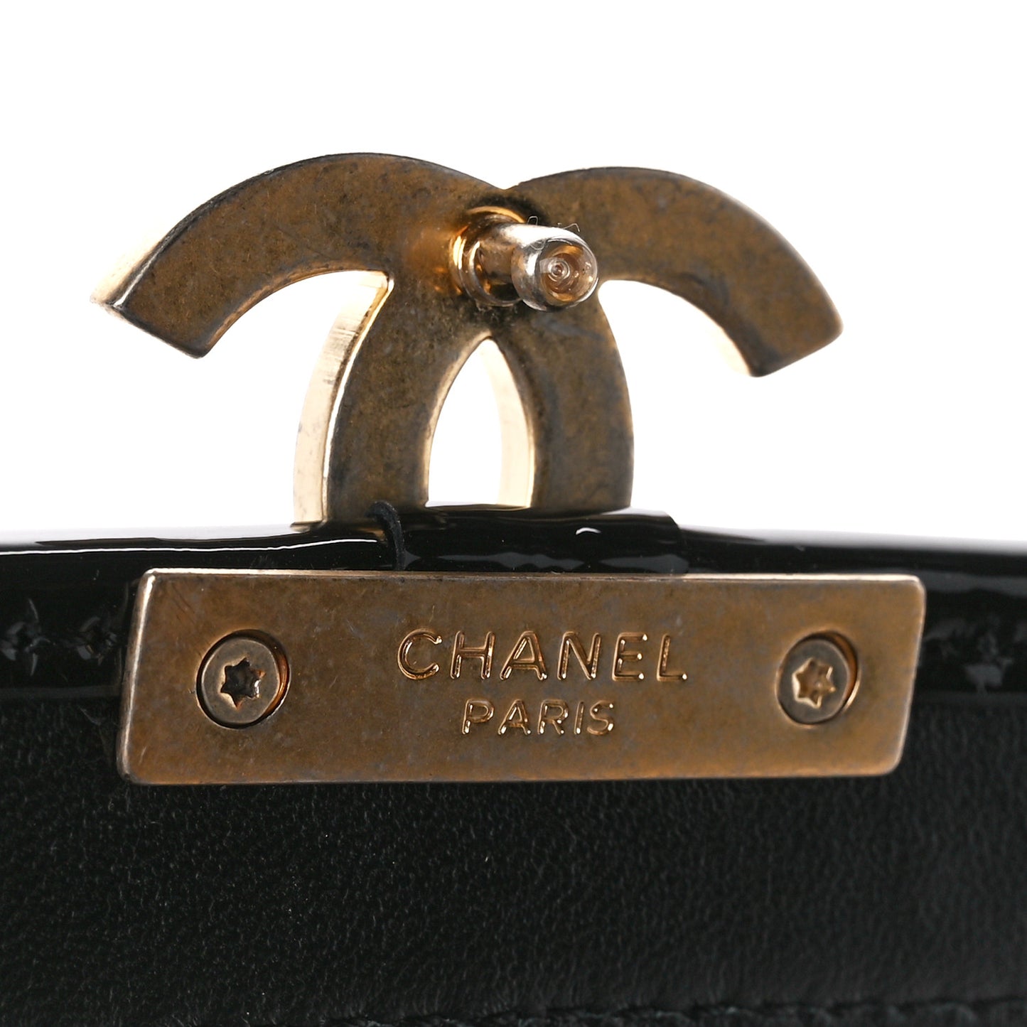 Patent Quilted Mini Graphic Catch Flap Black