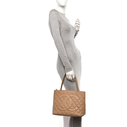 Chanel Caviar Quilted Medallion Tote Beige 2 of 13