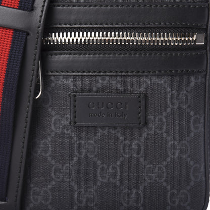 Gucci GG Supreme Monogram Appia Calfskin Web Small Camera Messenger Bag Black Grey 10 of 10
