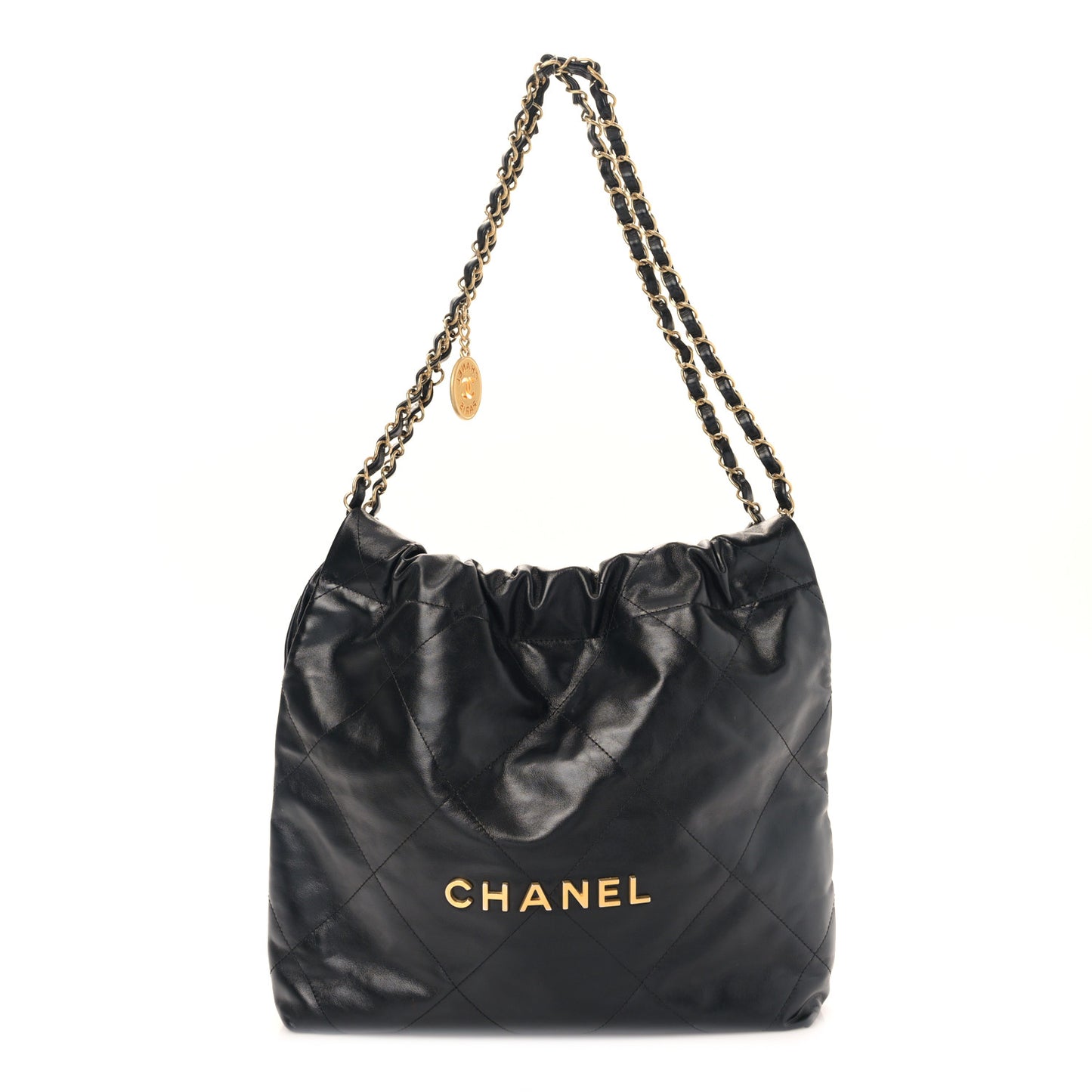 Shiny Calfskin Quilted Small Chanel 22 Black
