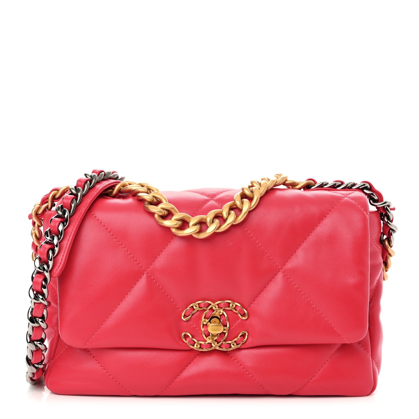 Goatskin Quilted Medium Chanel 19 Flap Pink