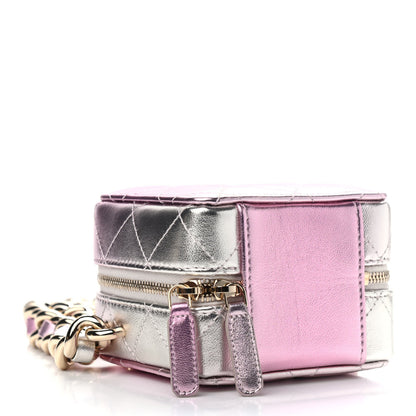 Chanel Gradient Metallic Lambskin Quilted Like A Wallet Clutch With Chain Gold Pink 4 of 9