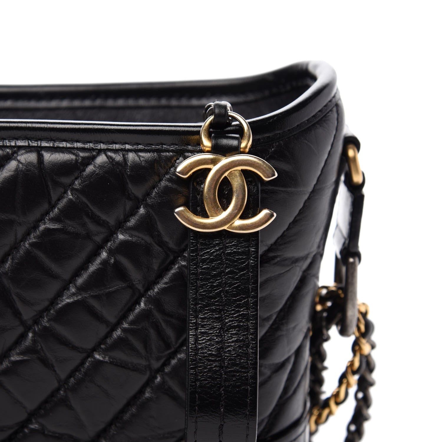 Chanel Aged Calfskin Chevron Quilted Small Gabrielle Hobo Black 10 of 11