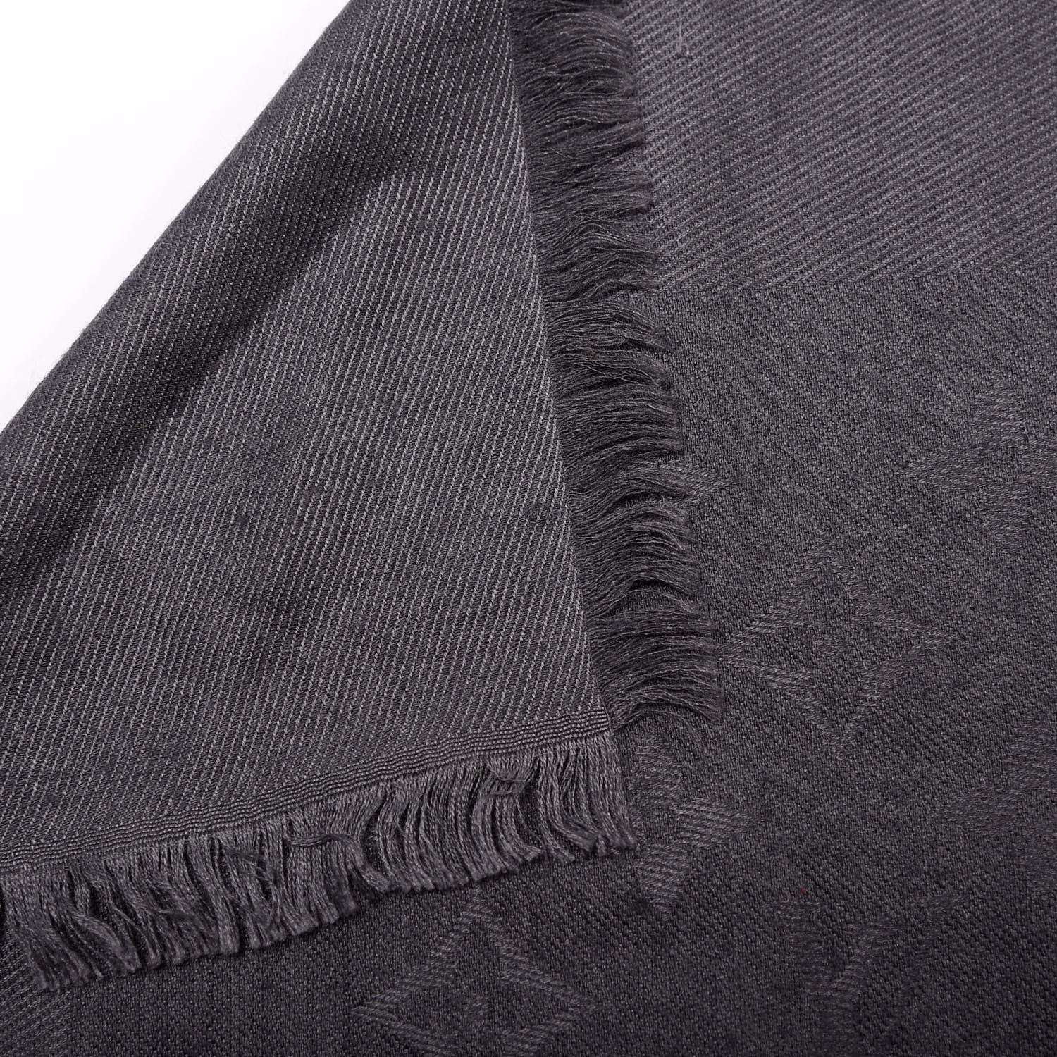 Louis Vuitton Silk Wool Monogram Shawl Charcoal Grey 4 of 4