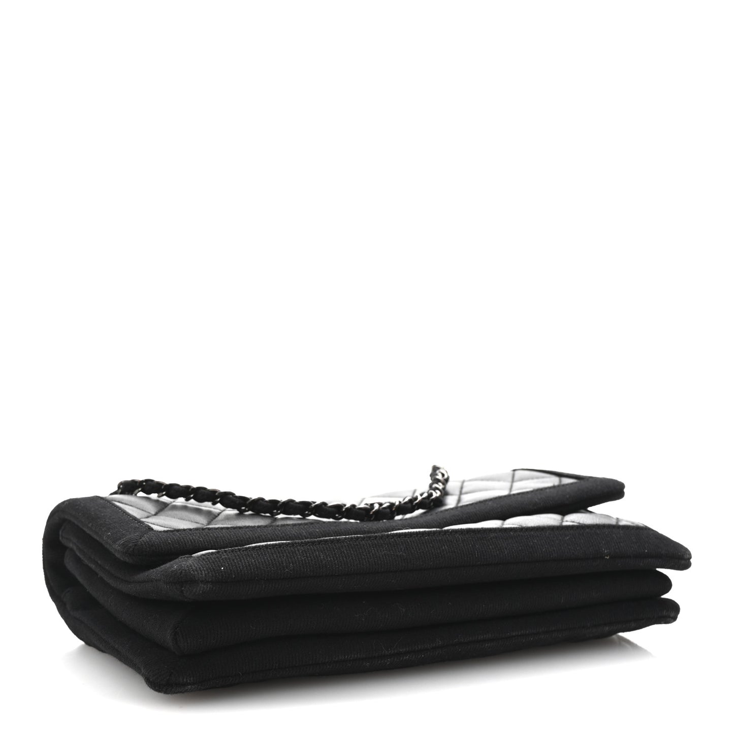 Lambskin Grosgrain Quilted Flap Black