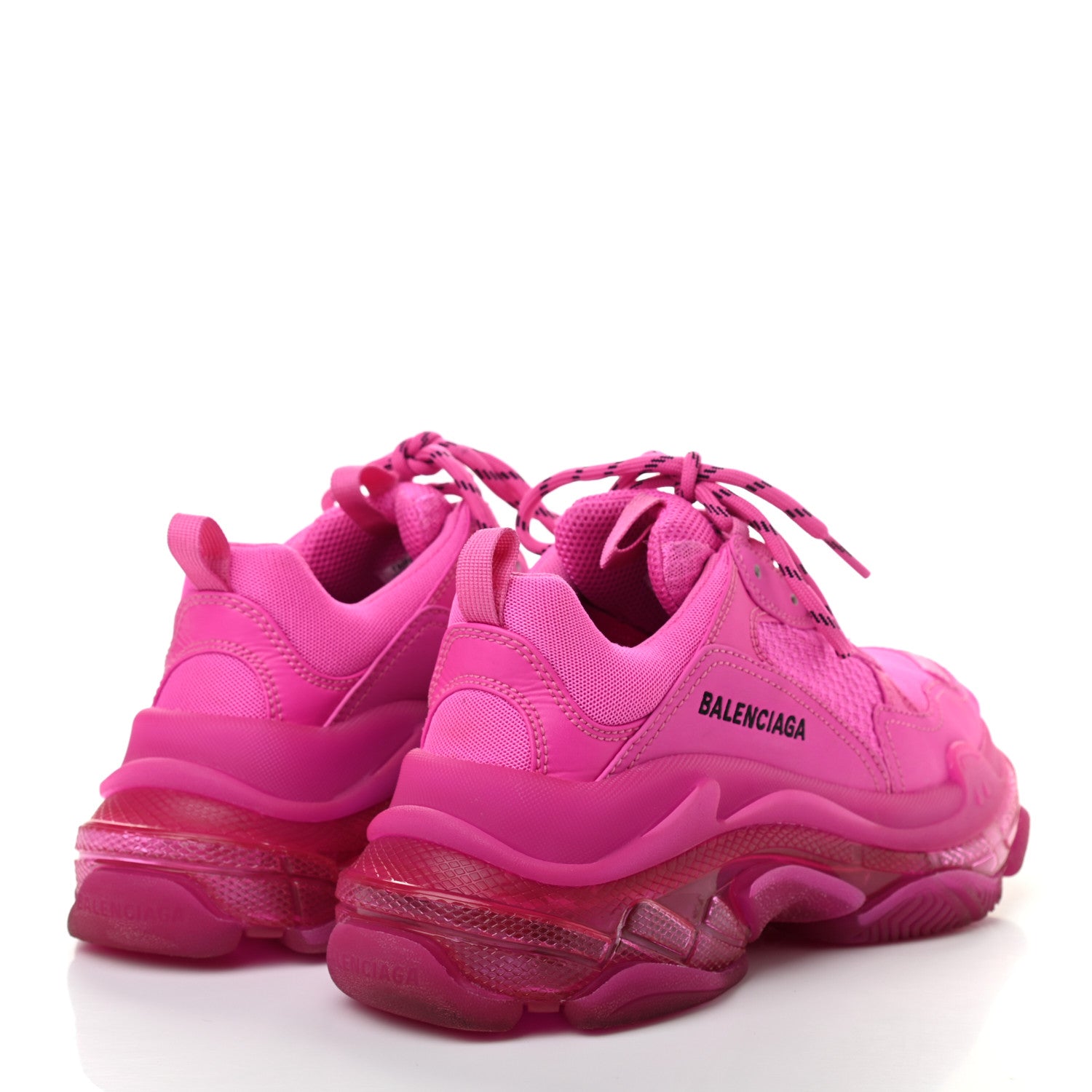 Balenciaga Fabric Mesh Clear Sole Fluo Womens Triple S Sneakers 38 Pink 4 of 7