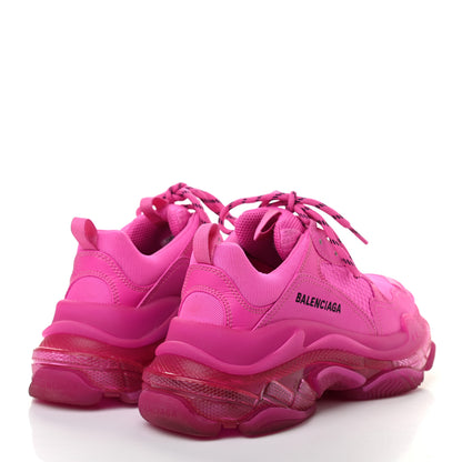 Balenciaga Fabric Mesh Clear Sole Fluo Womens Triple S Sneakers 38 Pink 4 of 7