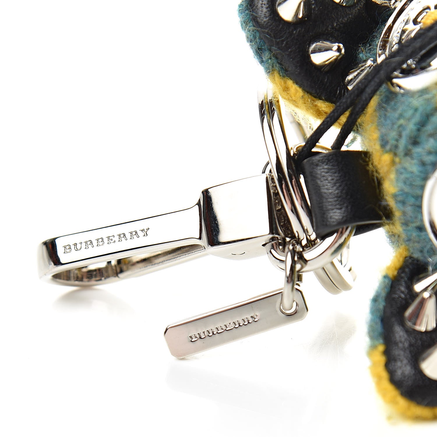 Burberry Cashmere Calfskin Studded Dave the Fox Bag Charm Green Multicolor 3 of 3