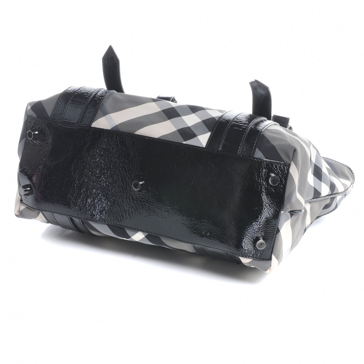 Patent Trim Smoked Check Tote Black