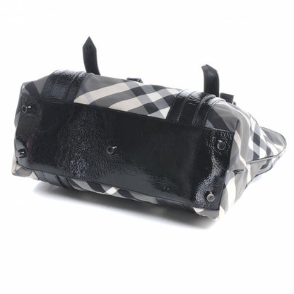 Burberry Patent Trim Smoked Check Tote Black 4 of 9