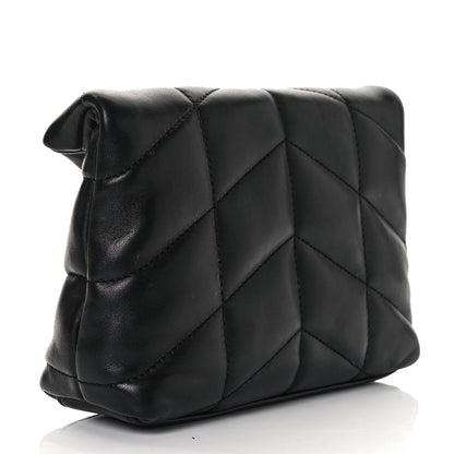 Saint Laurent Lambskin Monogram Loulou Puffer Pouch Clutch Black 4 of 12