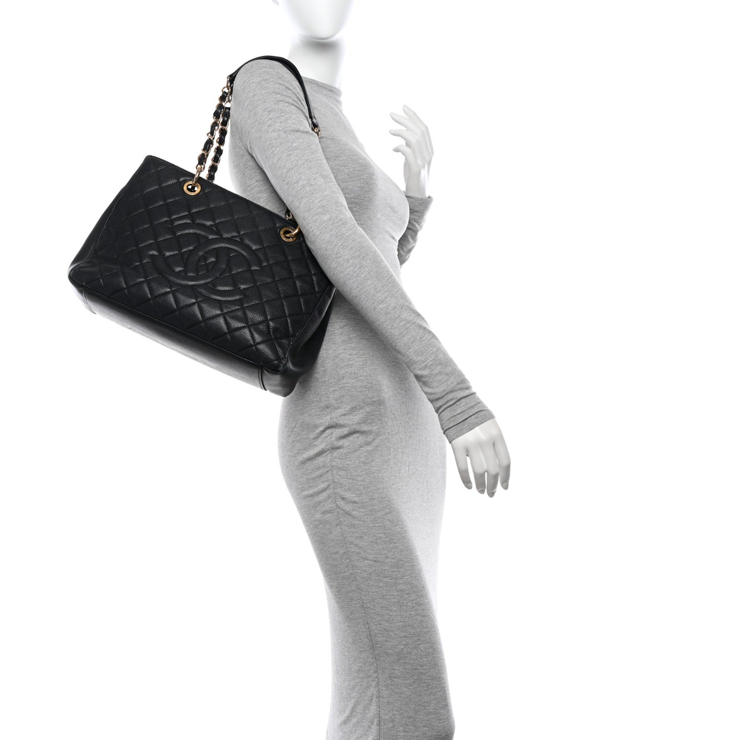 Caviar Quilted Grand Shopping Tote GST Black