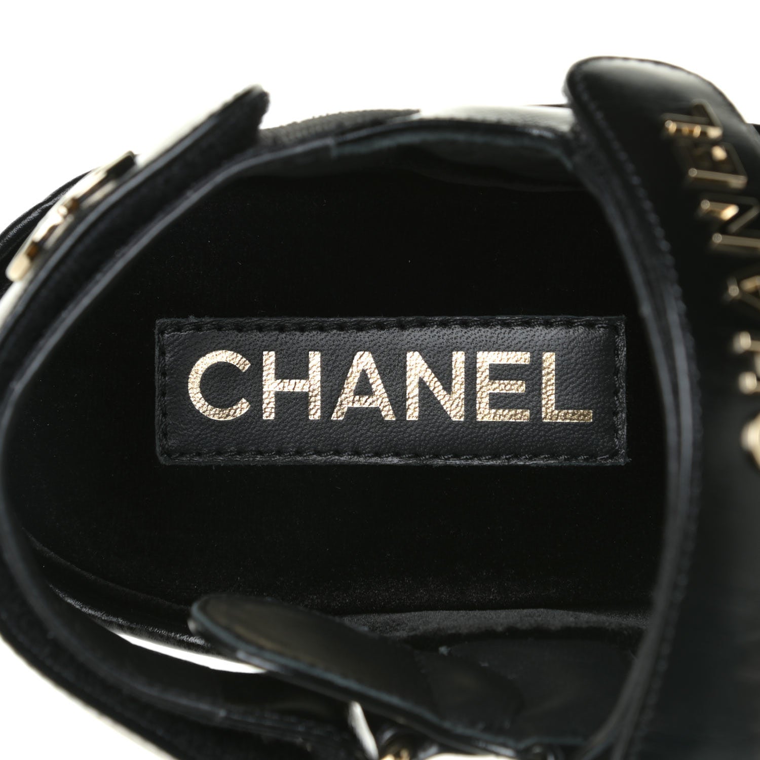 Chanel Shiny Calfskin Logo Platform Sandals 38 Black 11 of 12