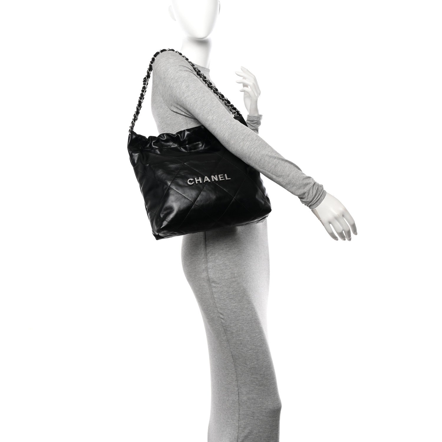 Chanel Shiny Calfskin Quilted Small Chanel 22 Black 2 of 11