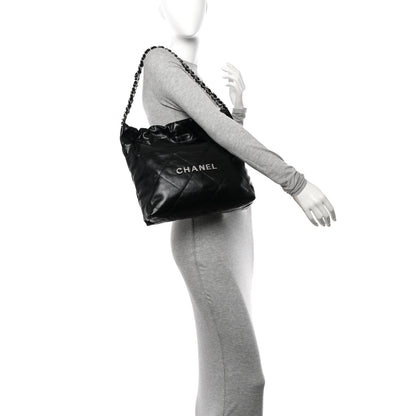 Chanel Shiny Calfskin Quilted Small Chanel 22 Black 2 of 11