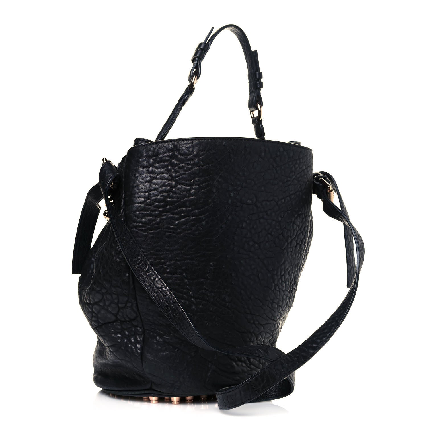 Alexander Wang Pebbled Lambskin Diego Bucket Black Rose Gold Hardware 3 of 13