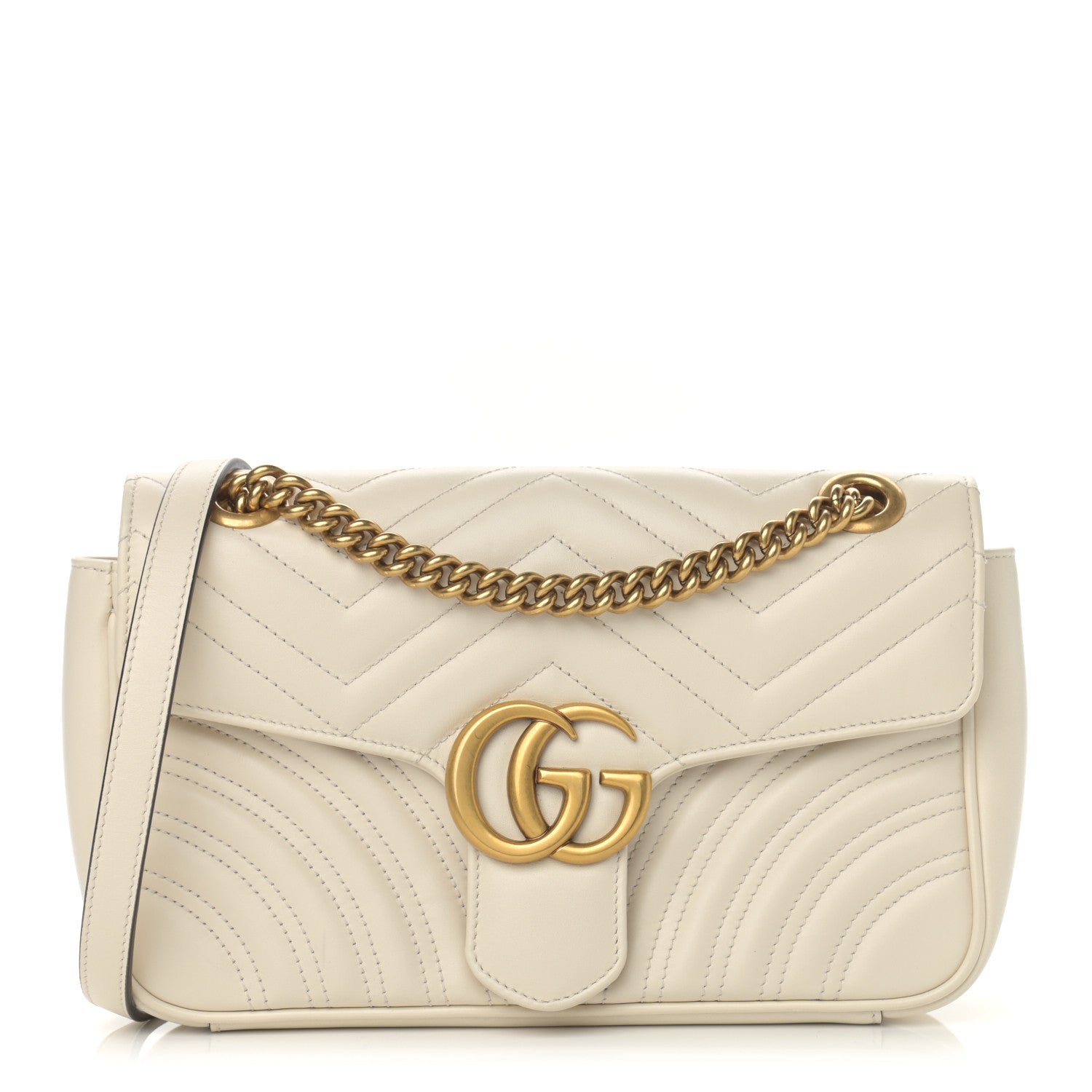 Gucci Calfskin Matelasse Small GG Marmont Shoulder Bag White 1 of 14
