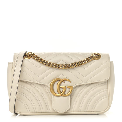 Gucci Calfskin Matelasse Small GG Marmont Shoulder Bag White 1 of 14