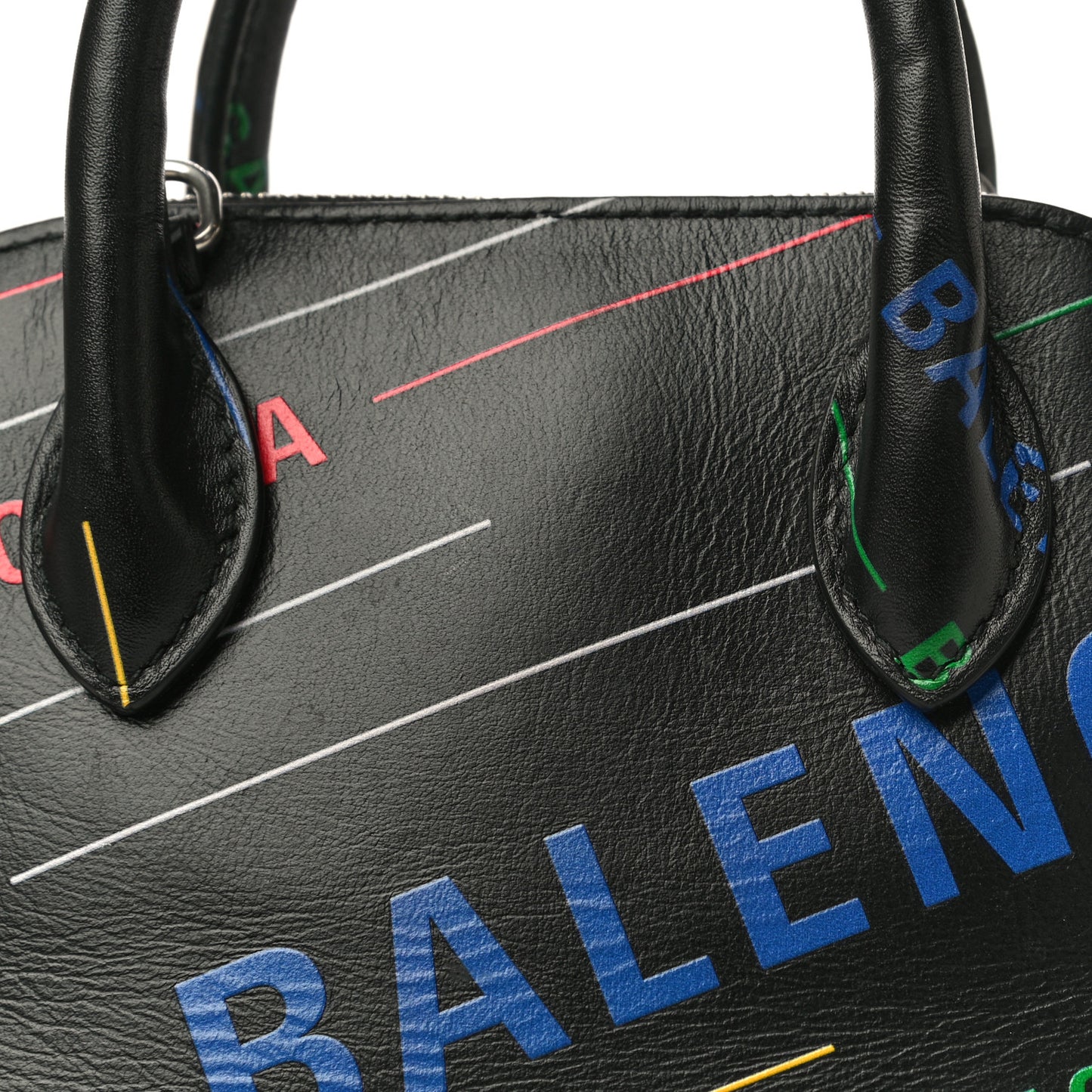 Calfskin Logo Print XXS Ville Top Handle Bag Black Multicolor