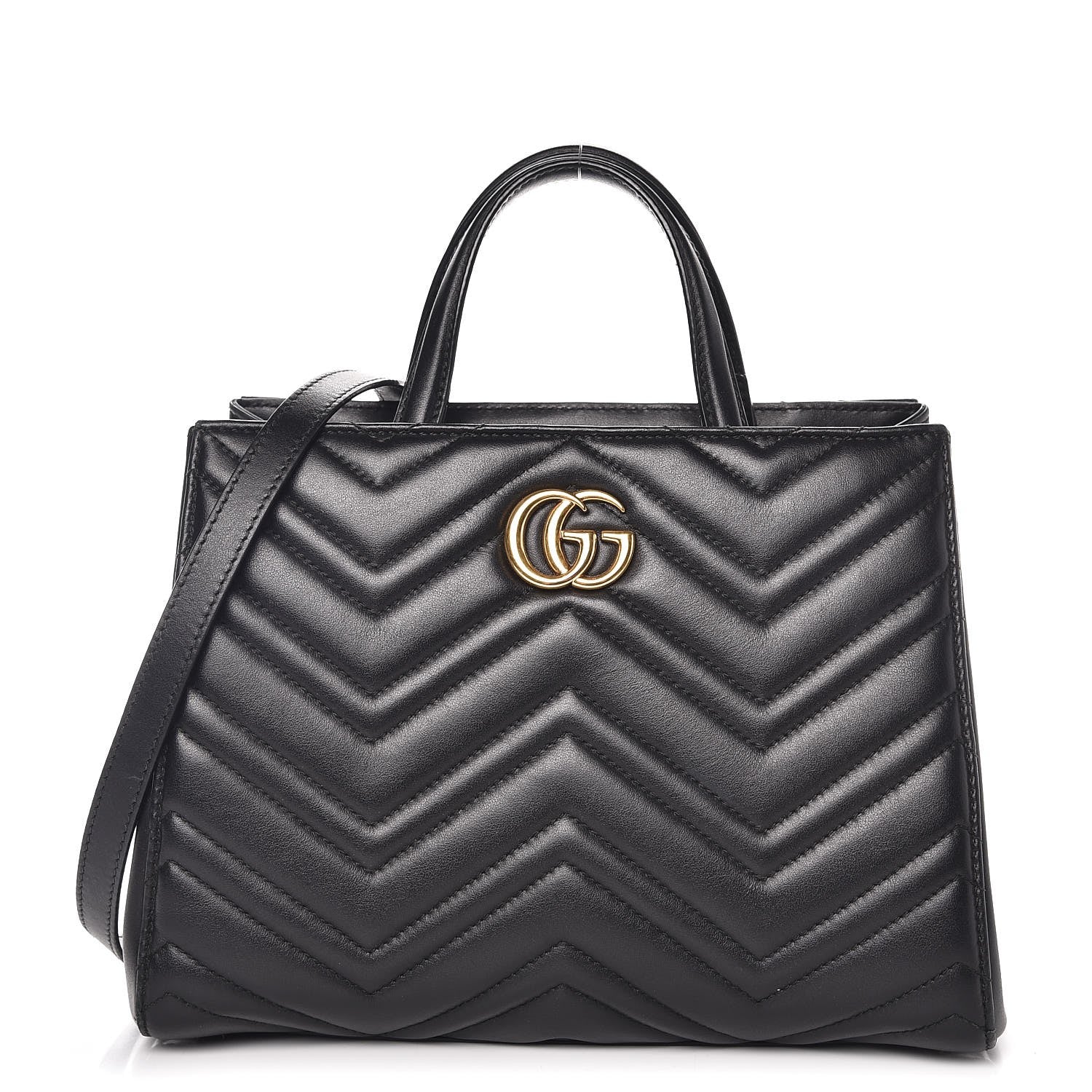 Gucci Calfskin Matelasse Small GG Marmont Tote Black 1 of 13