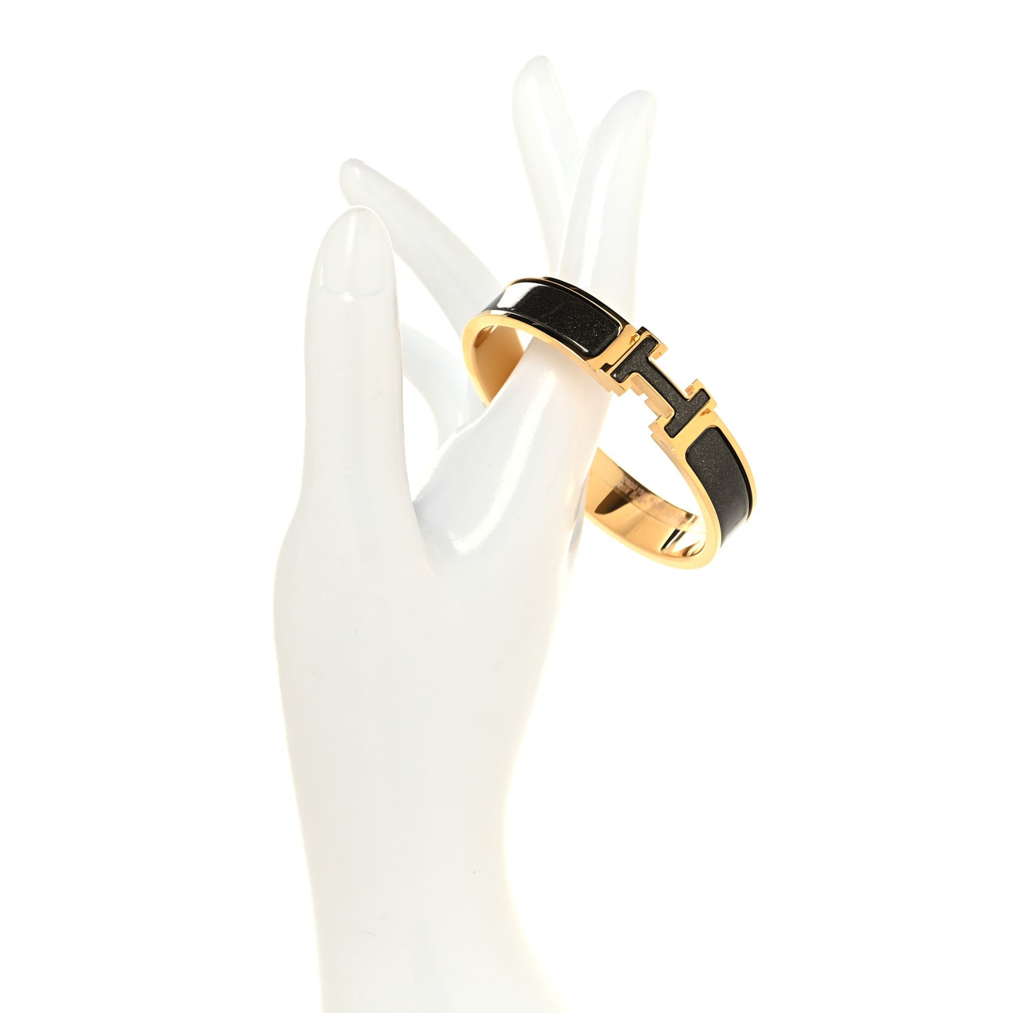 Enamel Glitter Narrow Clic Clac H Bracelet PM Black Dore