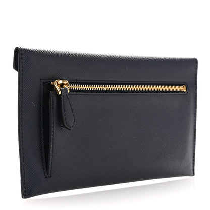 Prada Saffiano Bi-Color Envelope Wallet Baltico Bluette 3 of 10