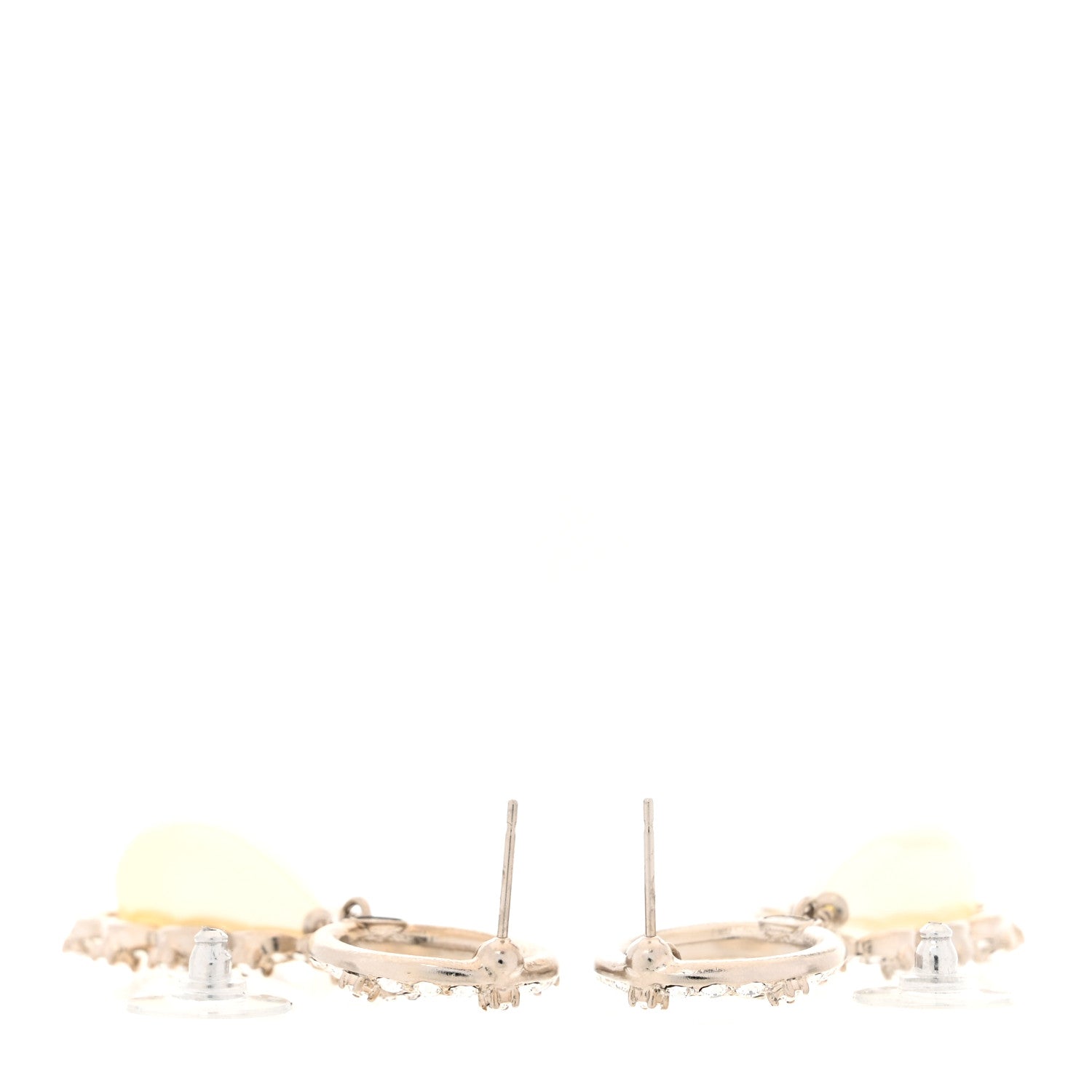 Chanel Crystal Pearl Imperial Bow Earrings Silver 3 of 5