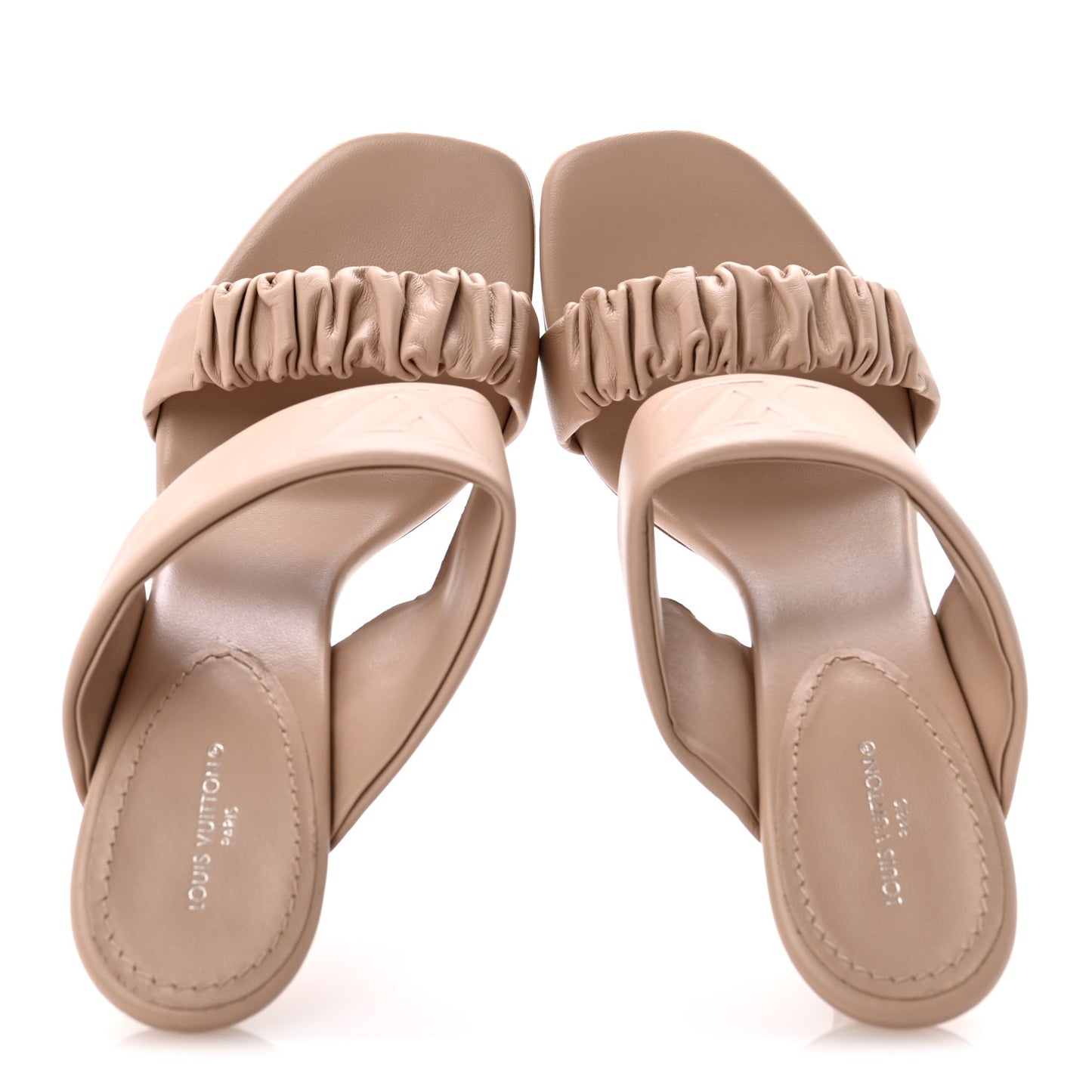 Lambskin Drapy Heel Mules 38 Beige