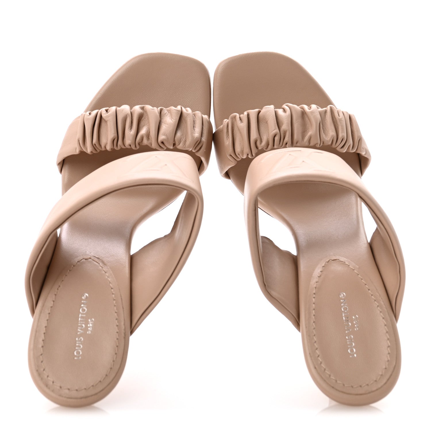 Louis Vuitton Lambskin Drapy Heel Mules 38 Beige 2 of 10