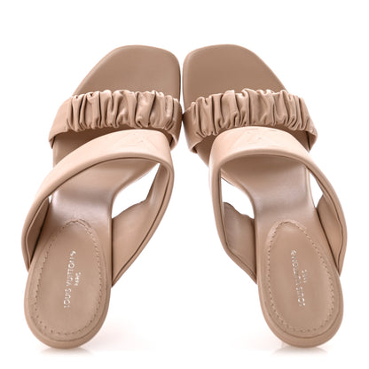 Louis Vuitton Lambskin Drapy Heel Mules 38 Beige 2 of 10