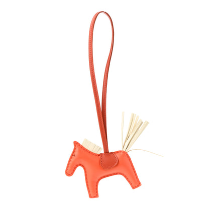 Hermes Milo Lambskin Grigri Rodeo Horse Bag Charm PM Orange Poppy Craie Terre Battue 1 of 5