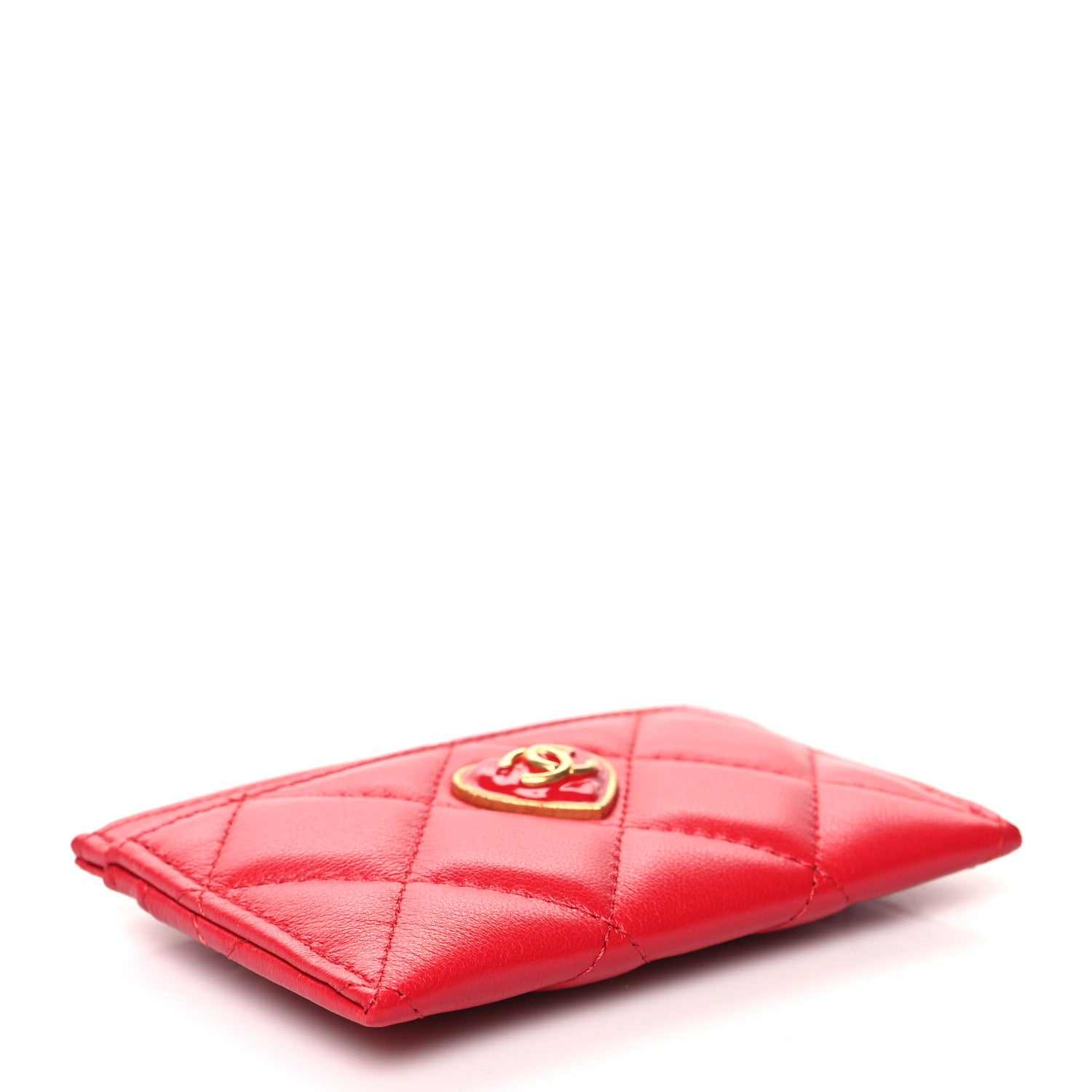 Chanel Lambskin Plexiglass Quilted Coco Love Card Holder Red 4 of 10