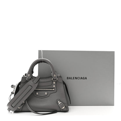 Balenciaga Grained Calfskin Neo Classic Silver Hardware Mini City Dark Grey 11 of 11