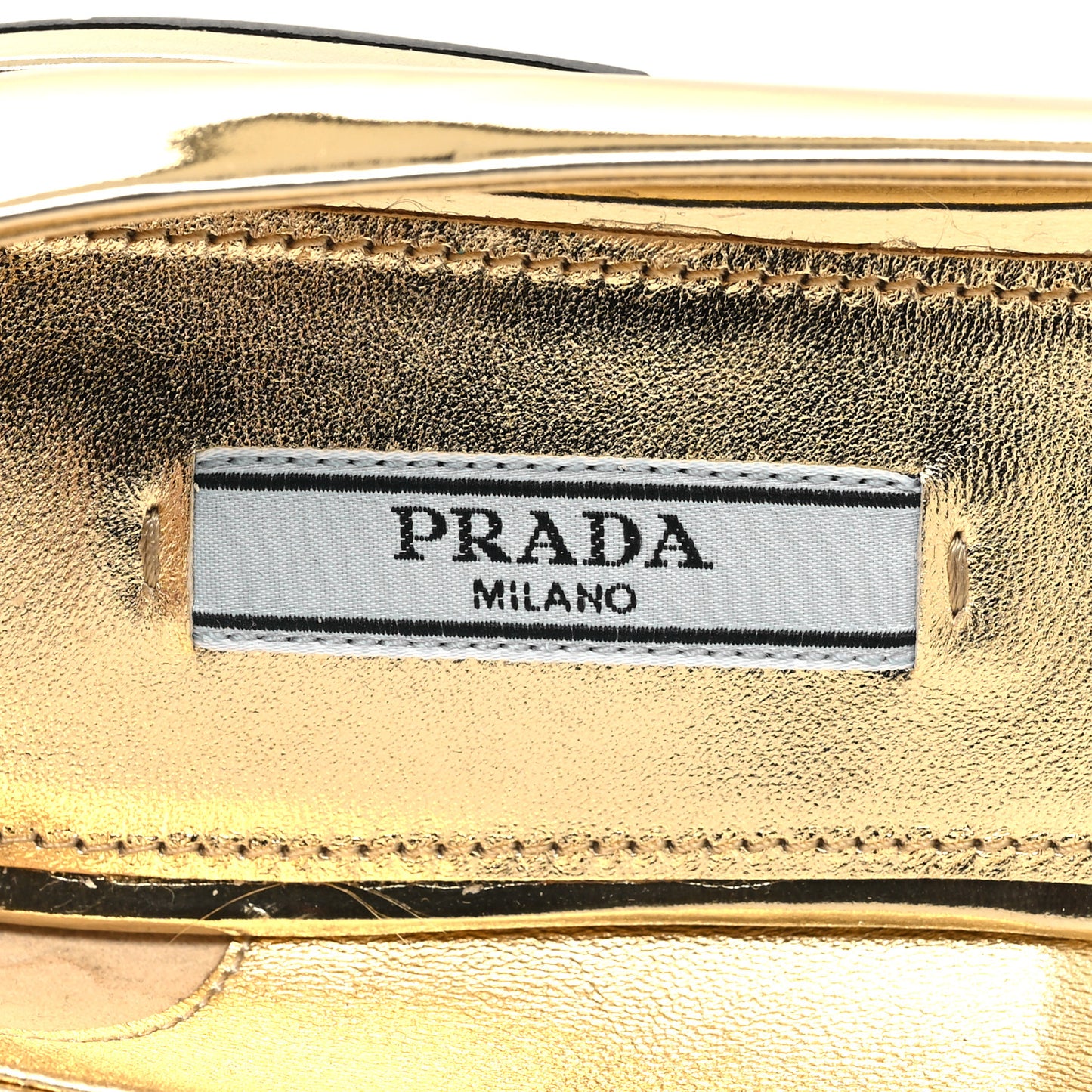 Metallic Calfskin Metal Triangle Logo Ankle Strap Ballerinas 36.5 Platino