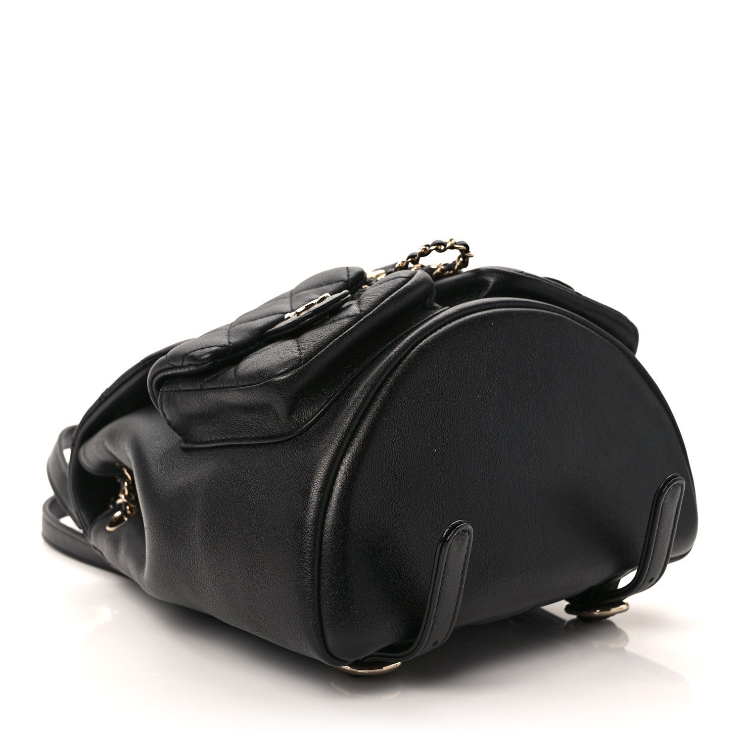 Chanel Calfskin Quilted Medium Duma Pockets Drawstring Backpack Black 4 of 12