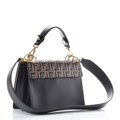 Fendi Vitello Liberty Bi-Color FF 1974 Embossed Kan I Shoulder Bag Black Maya 3 of 14
