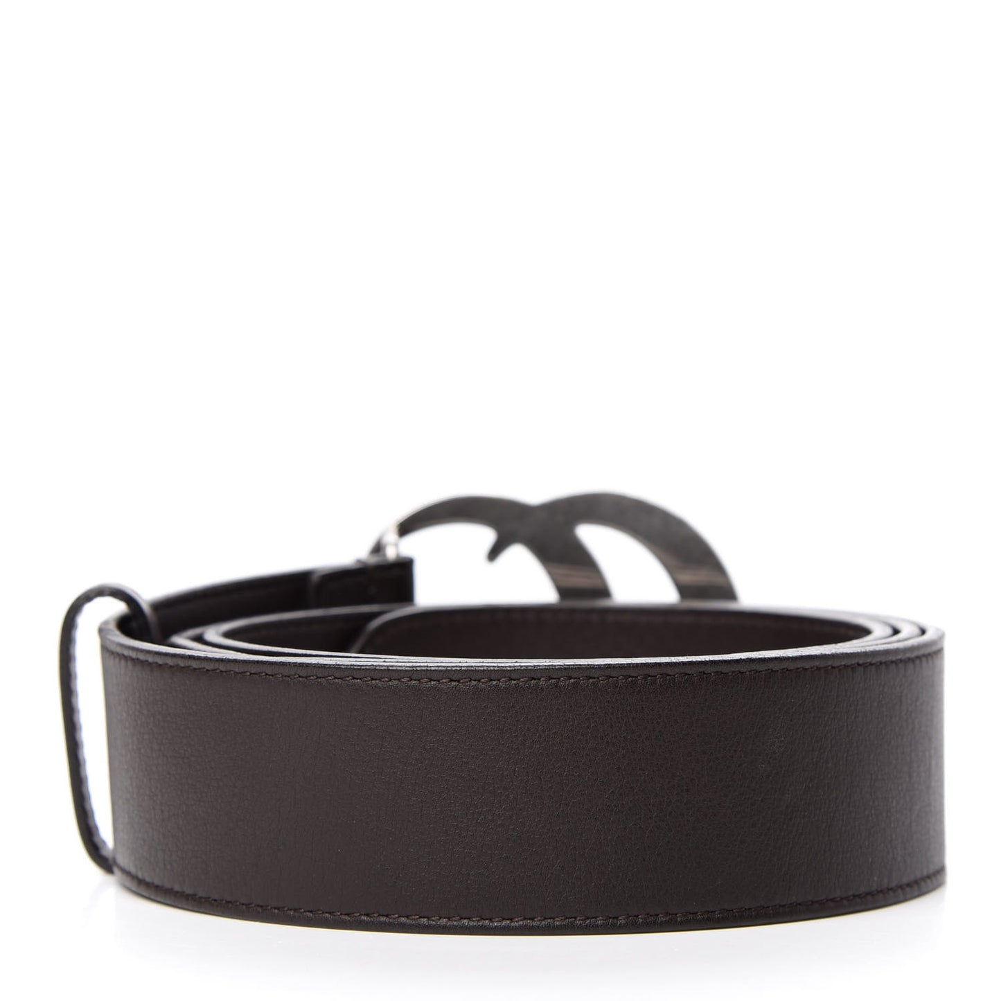Moon Calfskin Nickel Double G 40mm Belt 100 40 Dark Cocoa