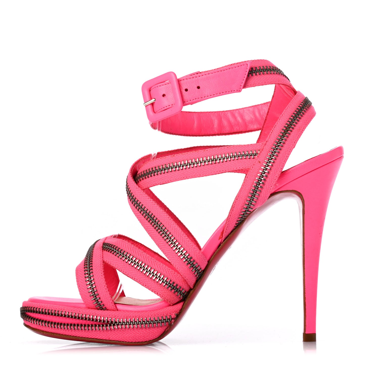 Fabric Rodita Zipper Platform Sandals 38.5 Pink