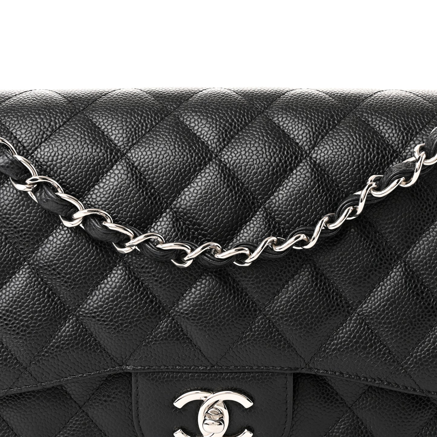 Caviar Quilted Jumbo Double Flap Black