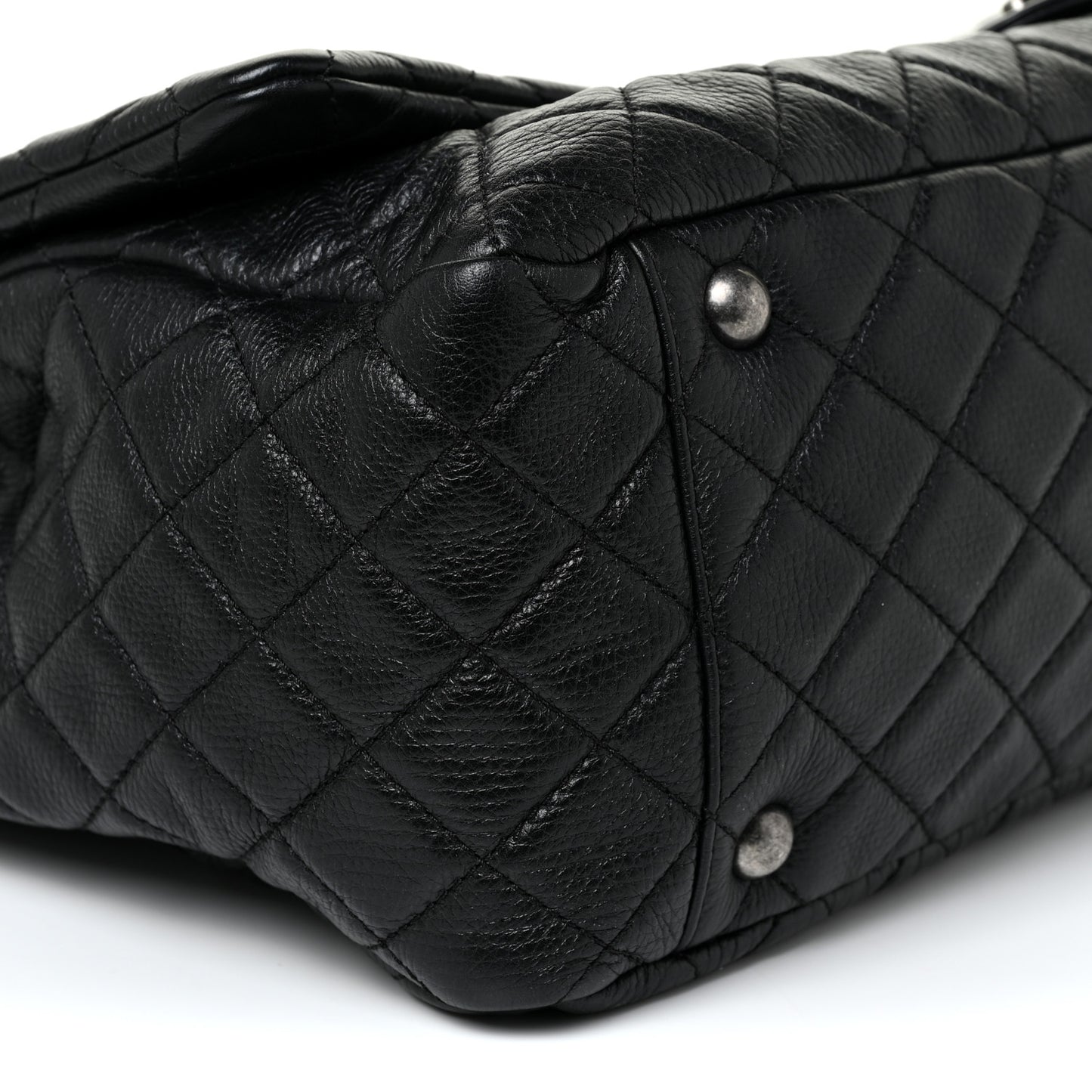Calfskin Quilted XXL Travel Flap Bag Black