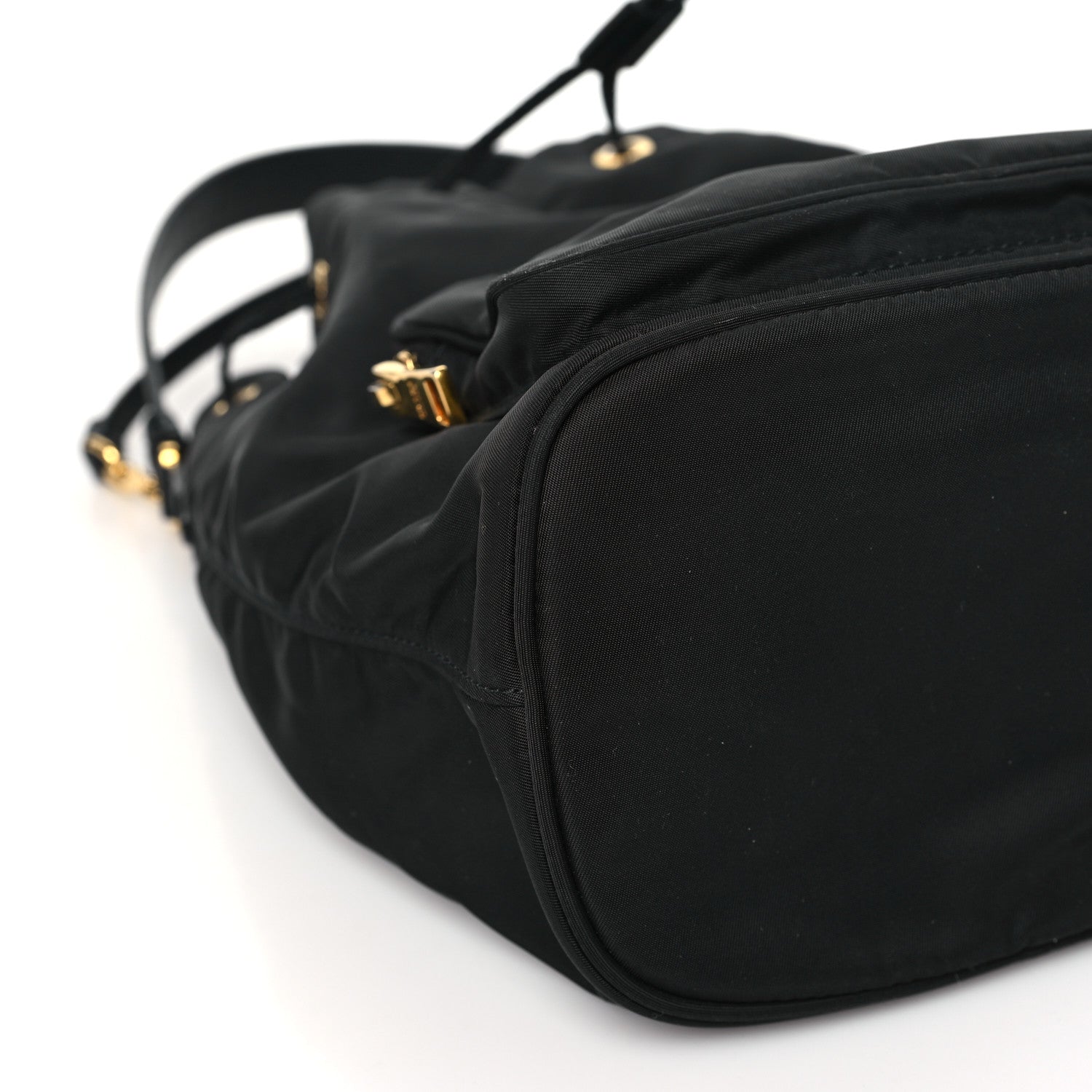 Prada Re-Nylon Saffiano Duet Bucket Crossbody Bag Black 9 of 10