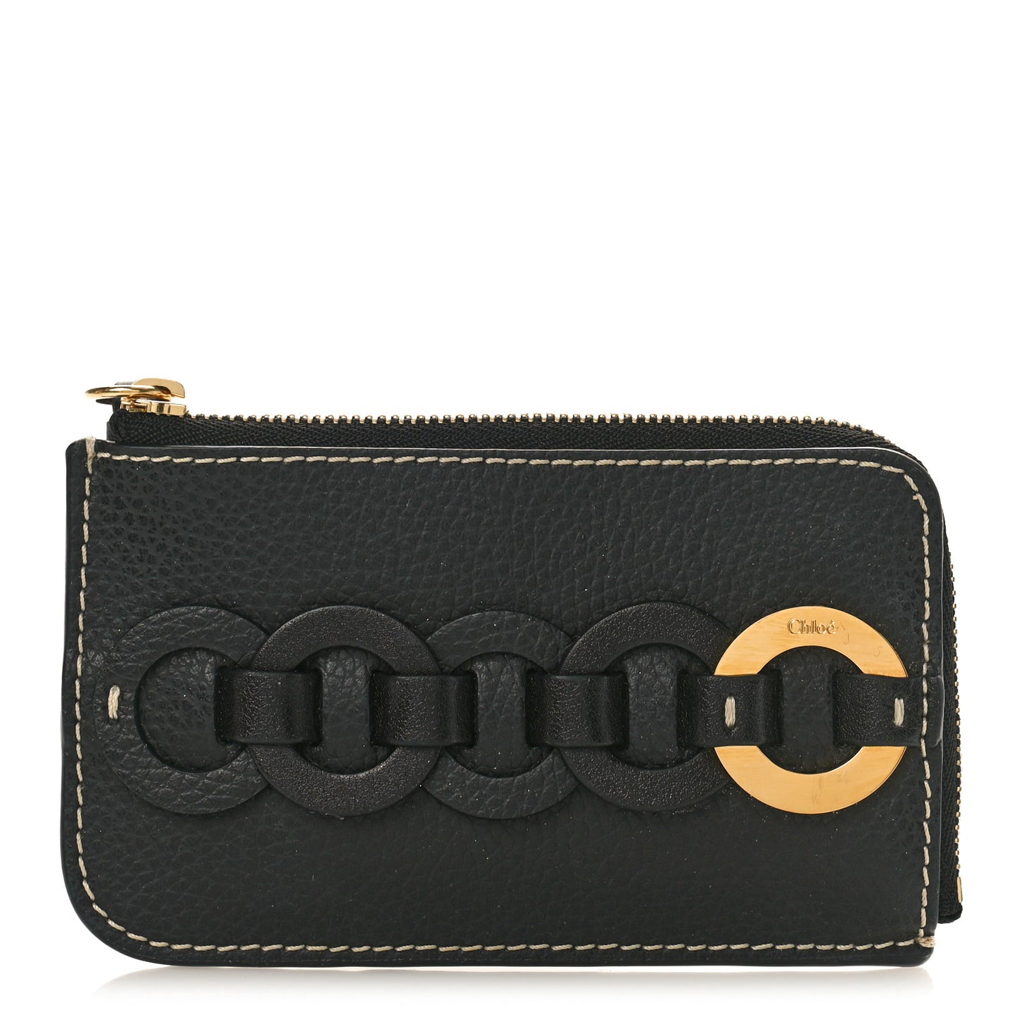 Grained Shiny Calfskin Small Darryl Coin Purse Black