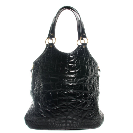 Saint Laurent Patent Crocodile Embossed Tribute Tote Black 1 of 6
