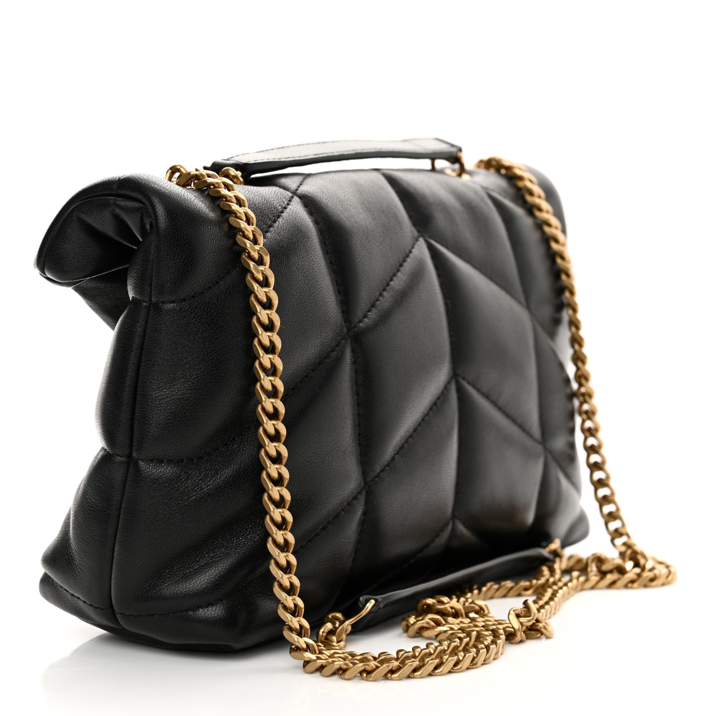 Lambskin Quilted Toy Loulou Puffer Monogram Chain Satchel Black