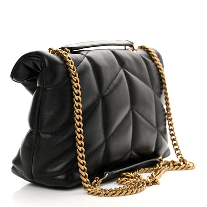 Saint Laurent Lambskin Quilted Toy Loulou Puffer Monogram Chain Satchel Black 3 of 11