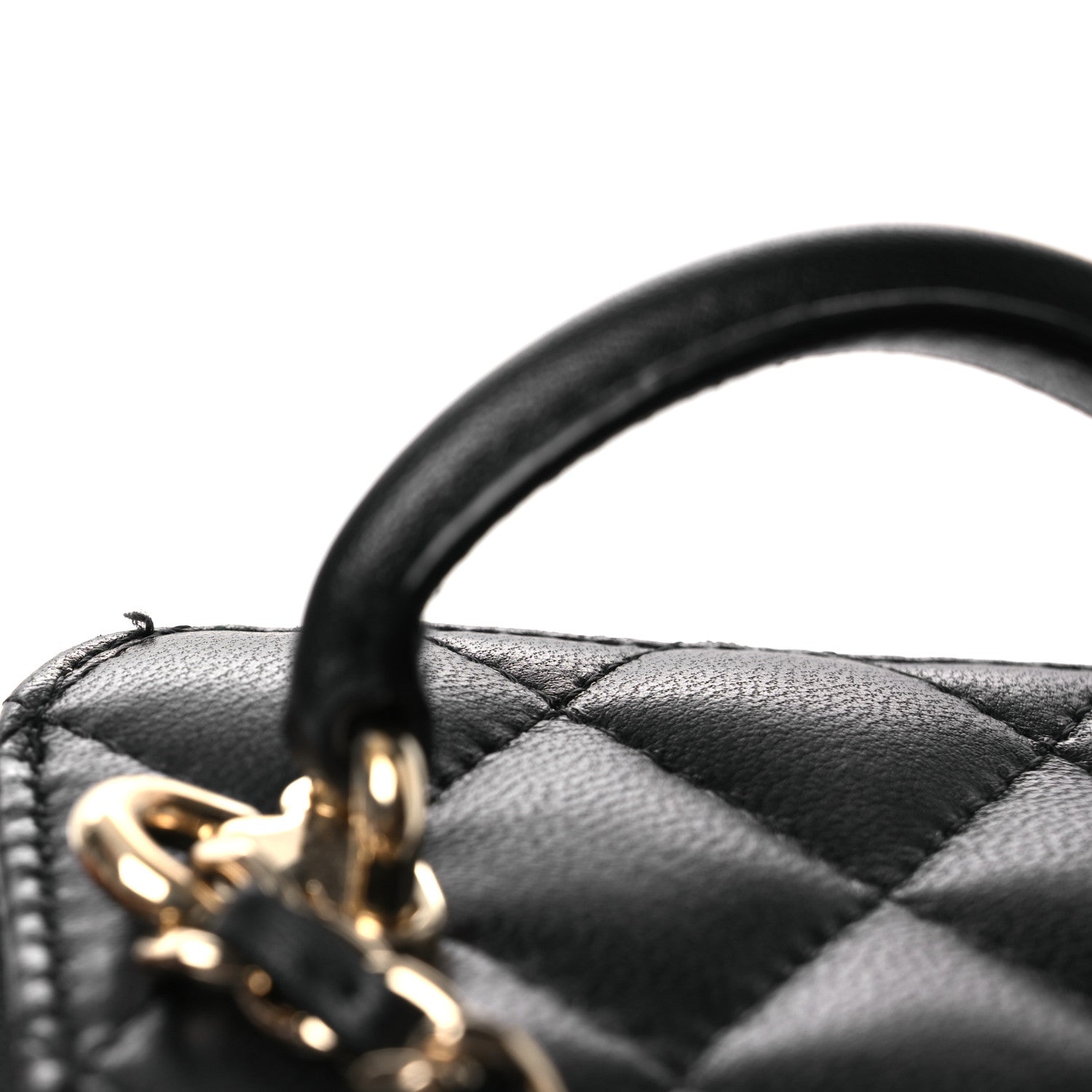 Chanel Lambskin Quilted Top Handle Mini Vanity Case With Chain Black 11 of 13