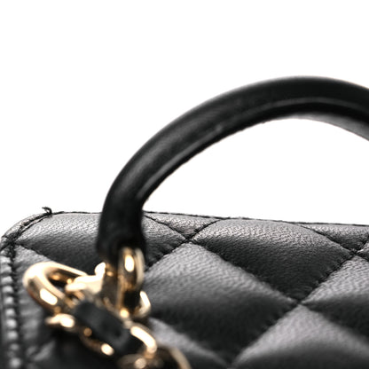 Chanel Lambskin Quilted Top Handle Mini Vanity Case With Chain Black 11 of 13