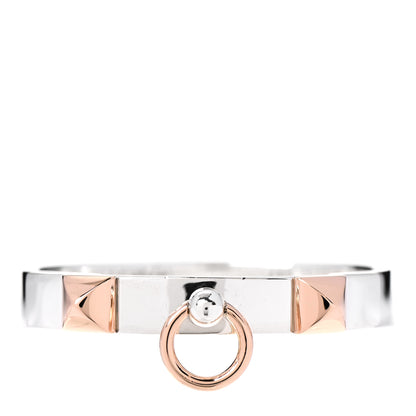 Hermes Sterling Silver 18K Rose Gold PM Collier De Chien Bracelet ST 1 of 4