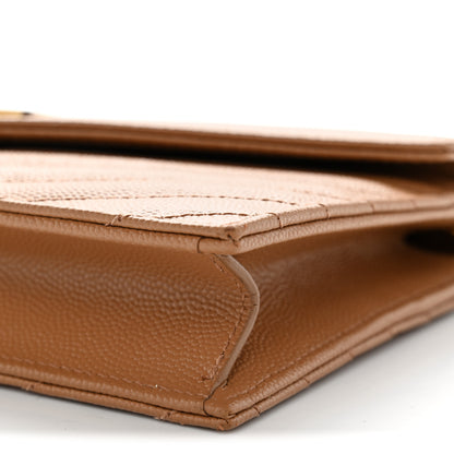 Saint Laurent Grain De Poudre Matelasse Chevron Monogram Envelope Chain Wallet Dune 10 of 10
