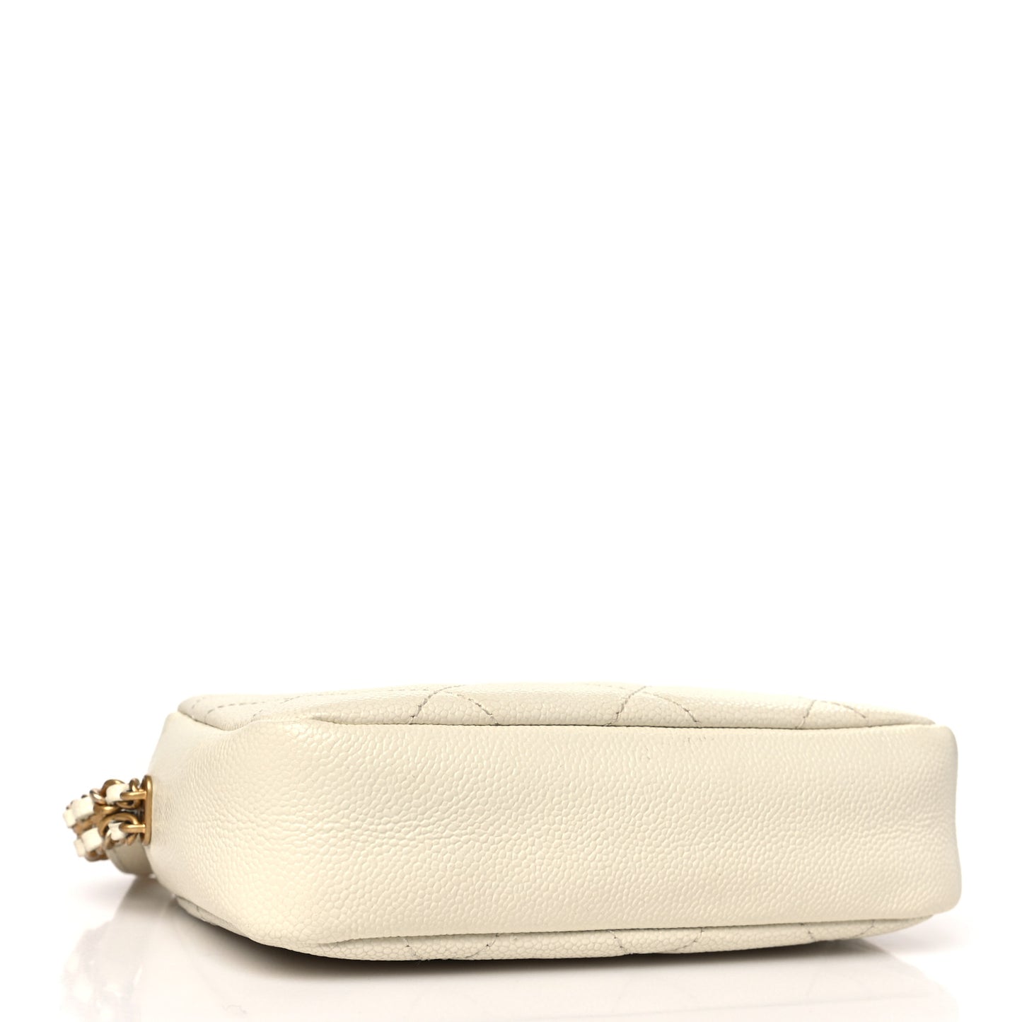 Shiny Caviar Quilted Chain Melody Camera Bag White
